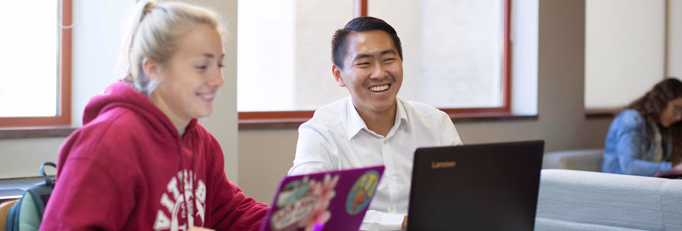 Business student smiling