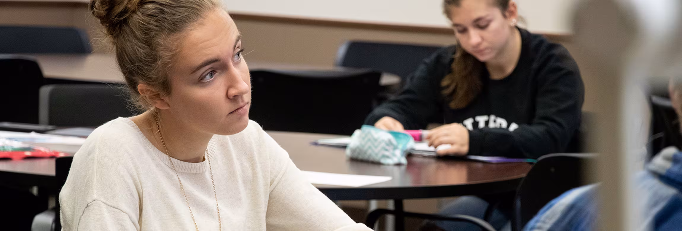 Criminal and community justice student in class